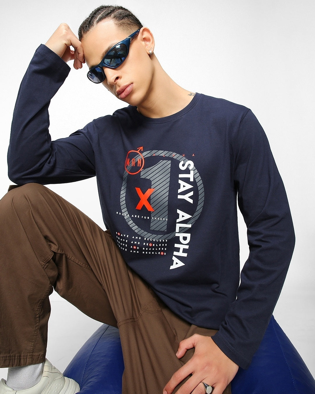 Alpha Full Sleeve T Shirt Navy Blue