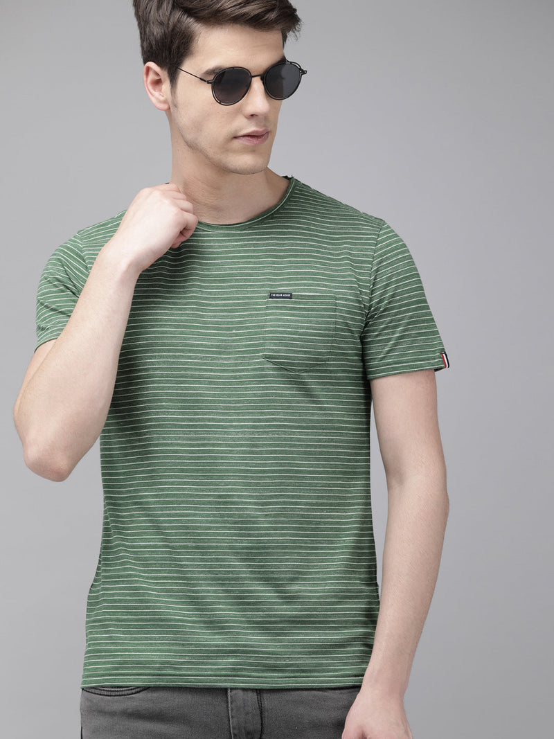 men green striped round neck t-shirt the bear house