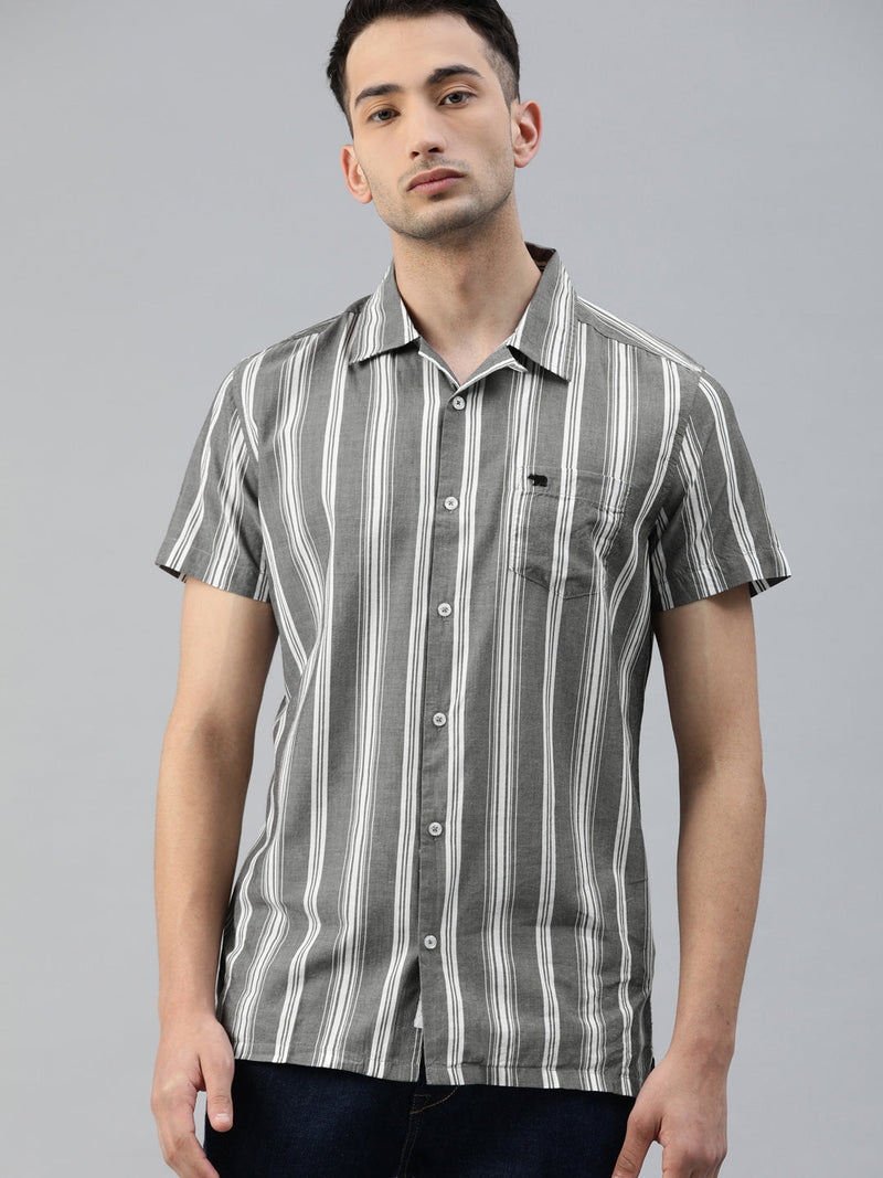 men grey white striped casual shirt thebearhouse
