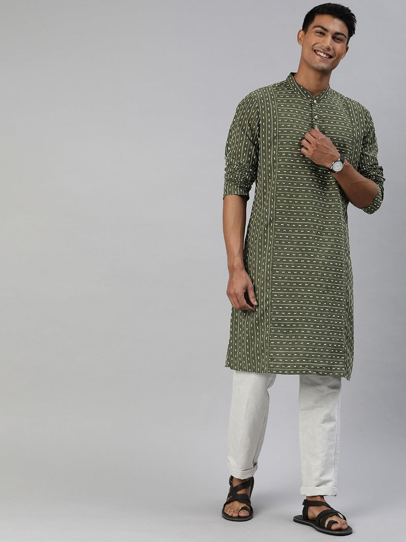 thebearhouse samudra green cut-butta festival kurta