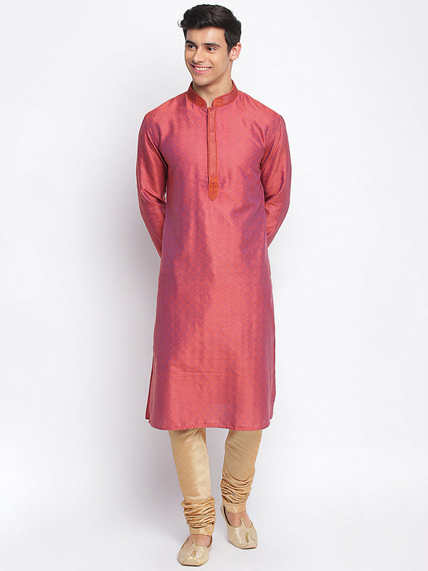sanwara purple woven pattern straight ethnic kurta for men