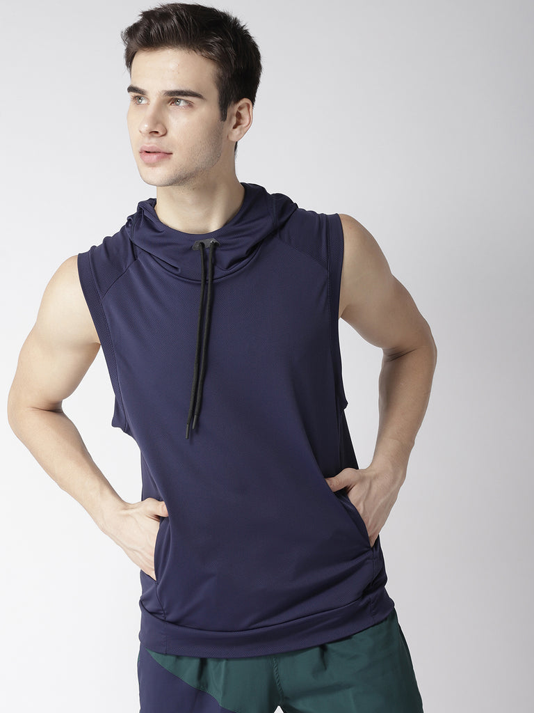 fitkin men training tank navy sleeveless hoodie