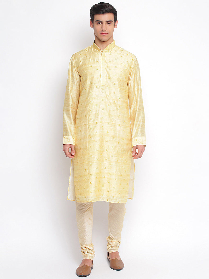 sanwara lemon woven pattern straight kurta for men