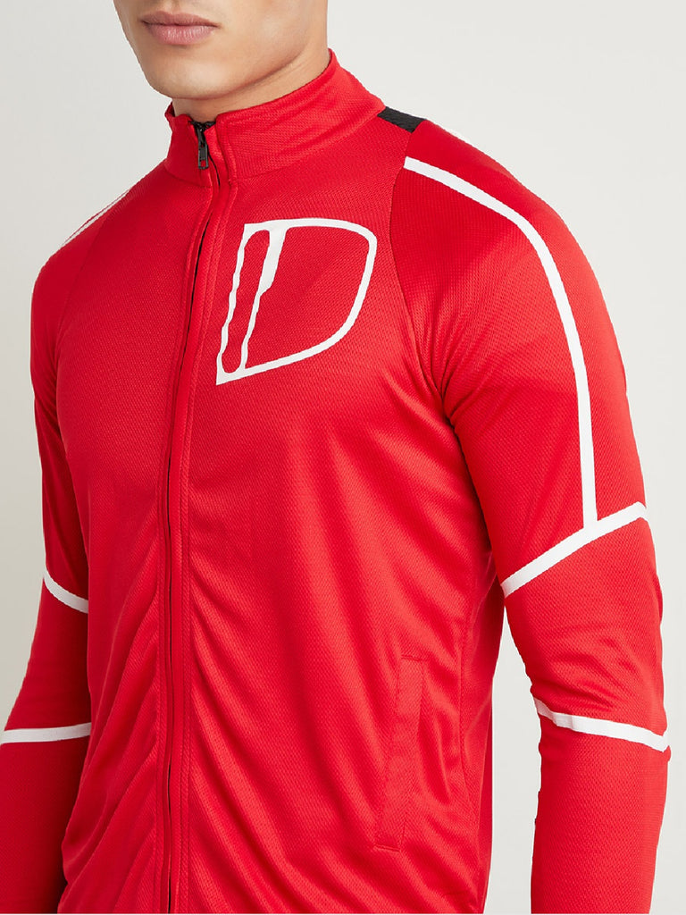 men red white graphic workout jacket