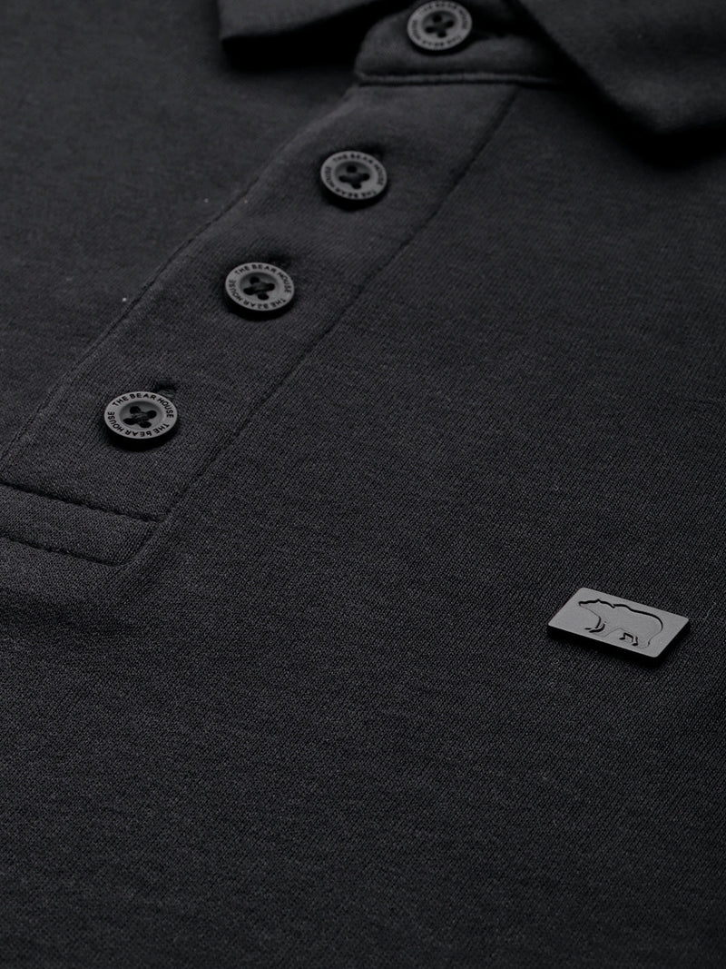 buy cascad black polo collar pure cotton slim fit t-shirt