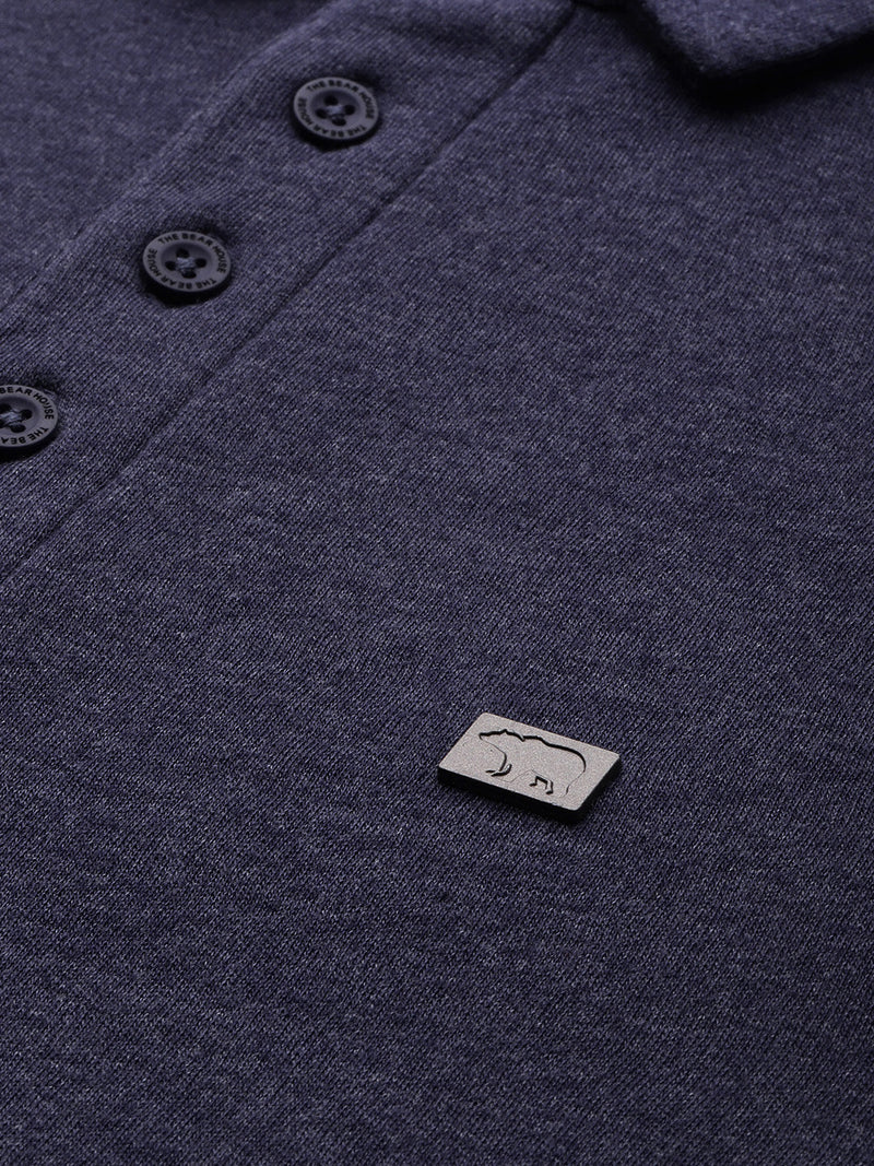 buy furo navy blue polo collar cotton slim fit t-shirt