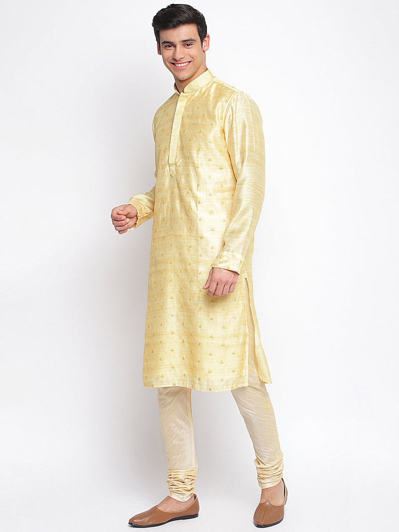 buy lemon woven pattern straight kurta for men