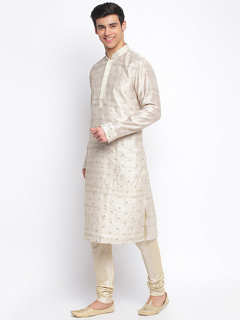 buy light beige woven pattern straight kurta for men
