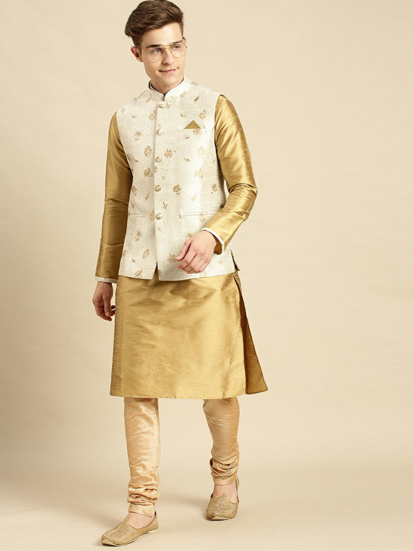 sanwara deep beige jacket gold kurta set