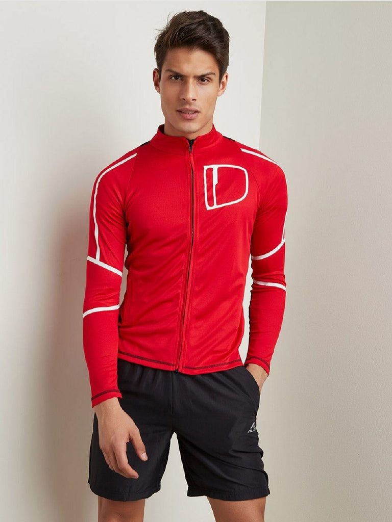 fitkin men red white graphic workout jacket