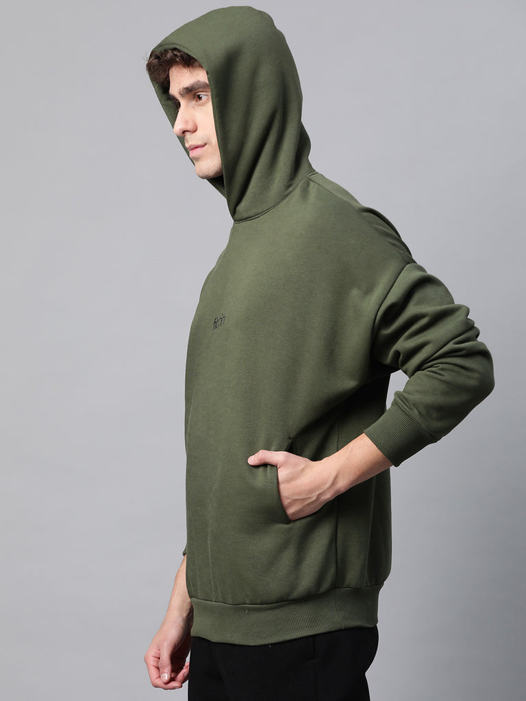 men olive green black solid hooded sweatshirt buy online