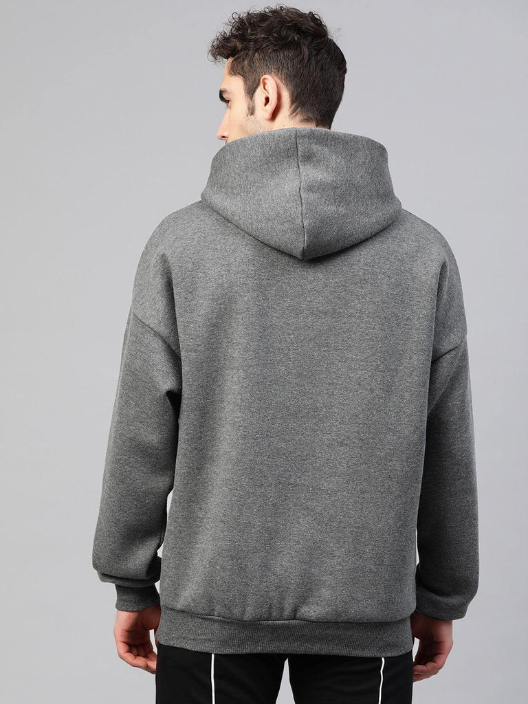 men charcoal grey fleece winter hooded sweatshirt buy online
