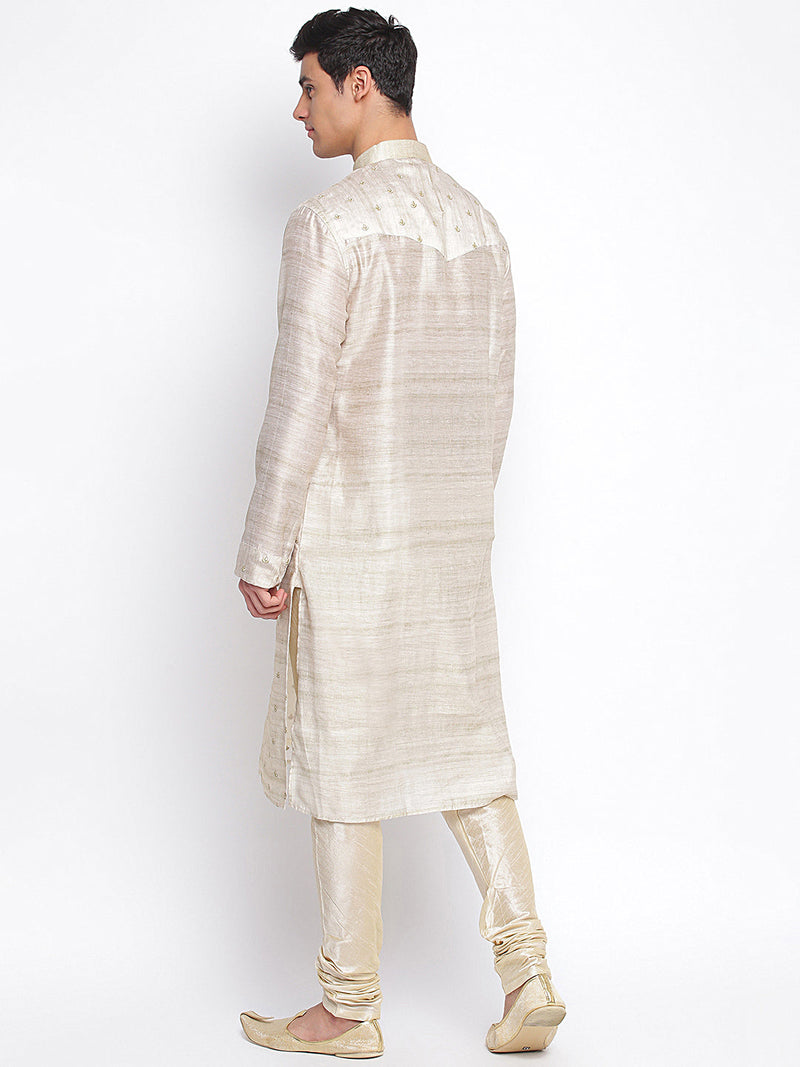 light beige woven pattern straight kurta for men usa