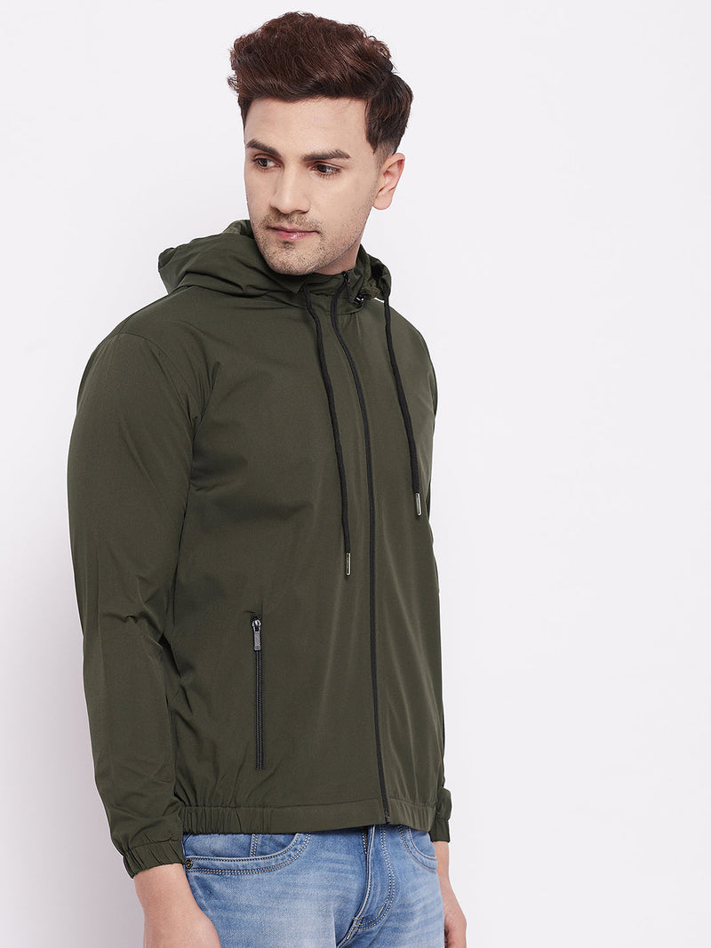 men olive solid windcheater jacket men shopping