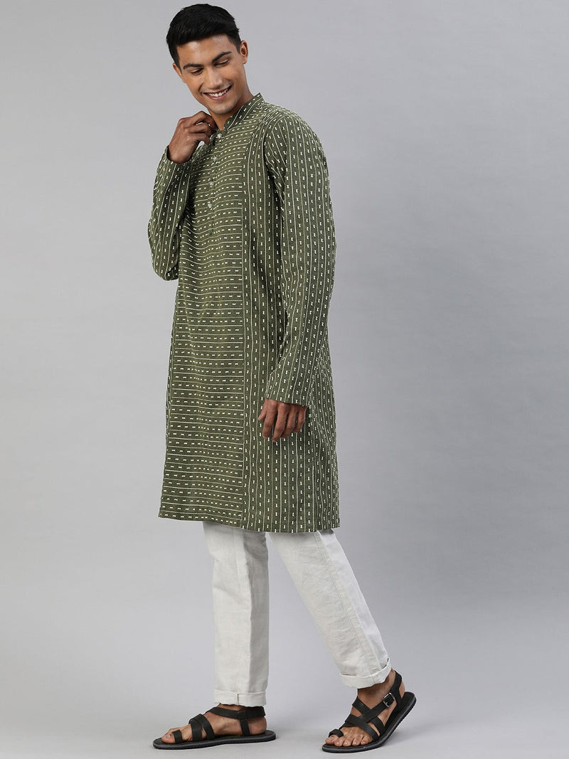 samudra green cut-butta festival kurta thebearhouse