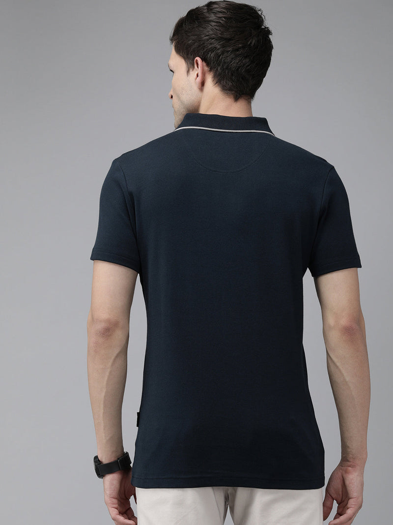 shop foils ardor edition grey & navy blue polo t-shirt