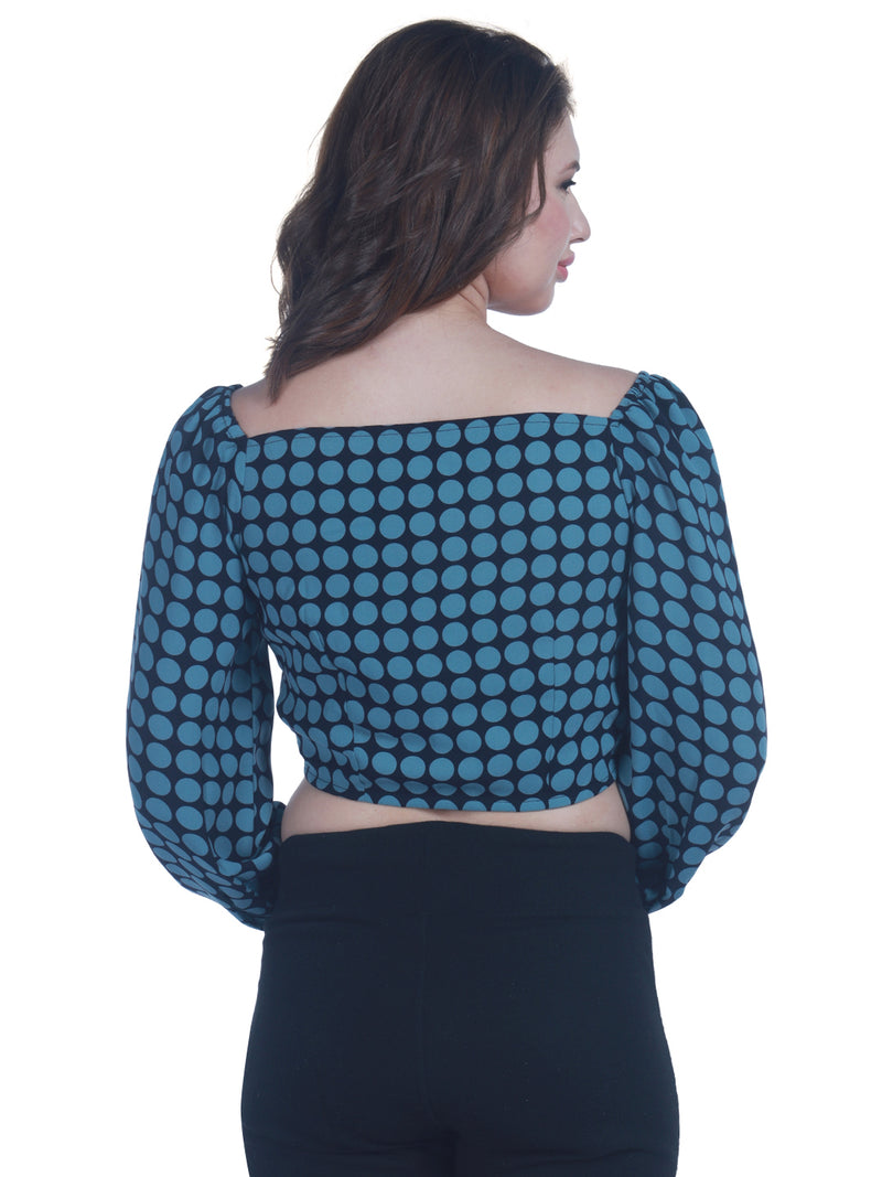 women's polka-dot print regular fit polyester crop top