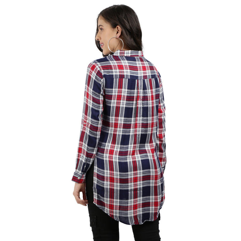 casual full sleeve checkered multicolor women shirts