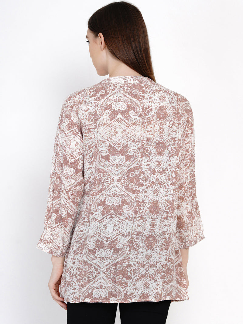 women's printed top with side vents