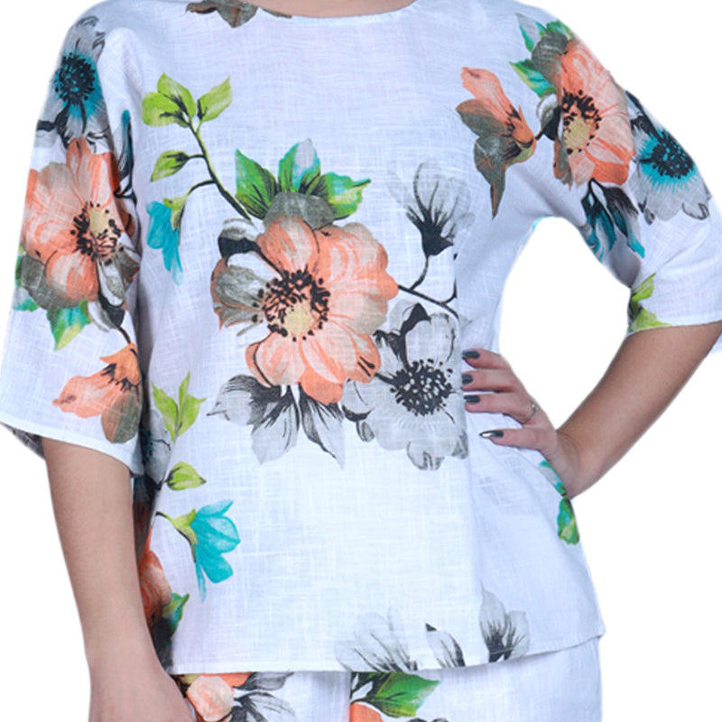 white floral print pyjama & top night suit set women shopping