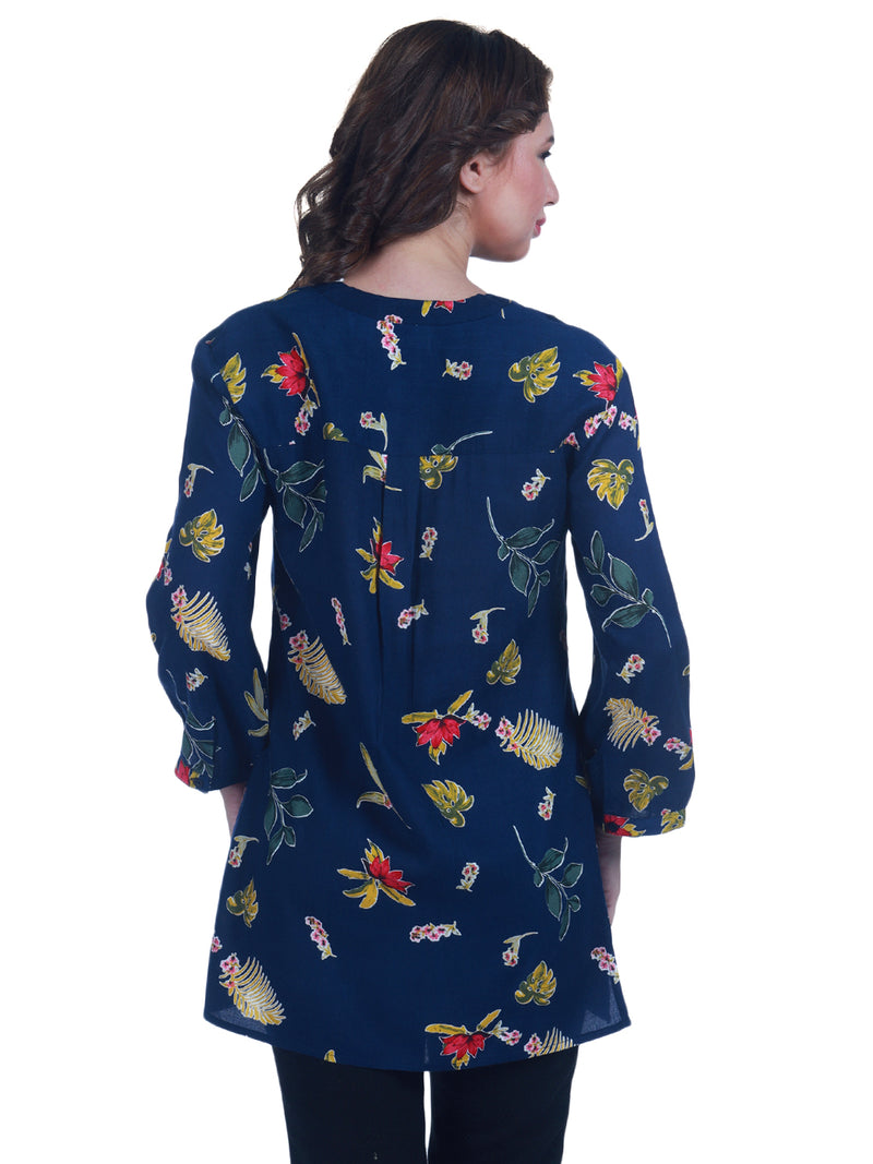 floral print regular fit viscose women tunic top