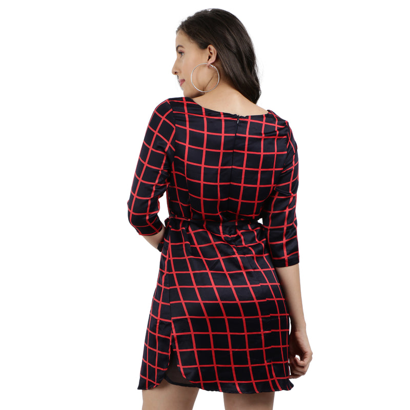 casual 3/4th sleeve checkered women tunic