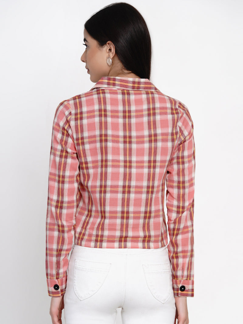 women's checkered regular fit full sleeve shirt top