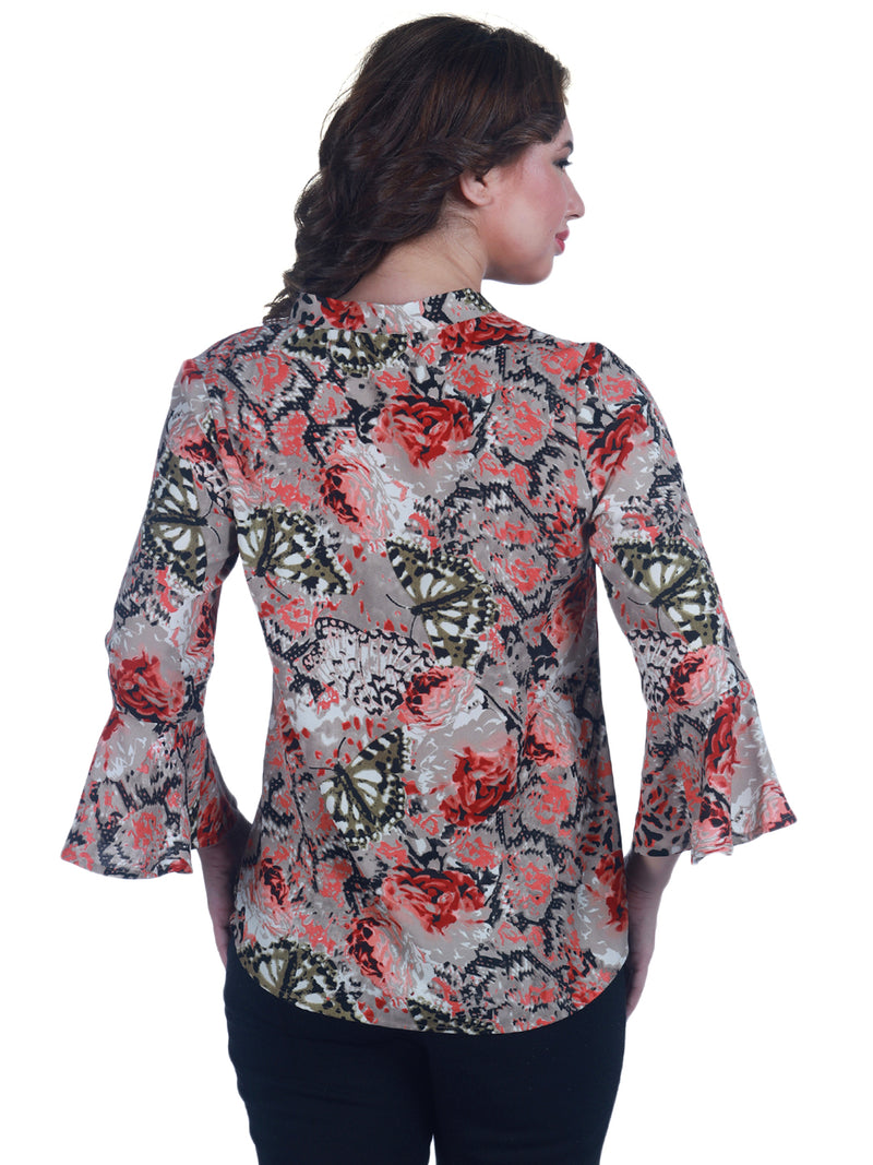 women's floral regular fit polyester top