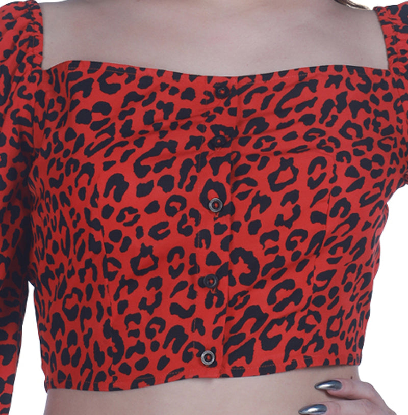 tiger print red full sleeve blouse top women's shopping