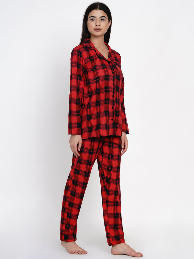 black & red checkred pyjama & shirt night suit 9impression