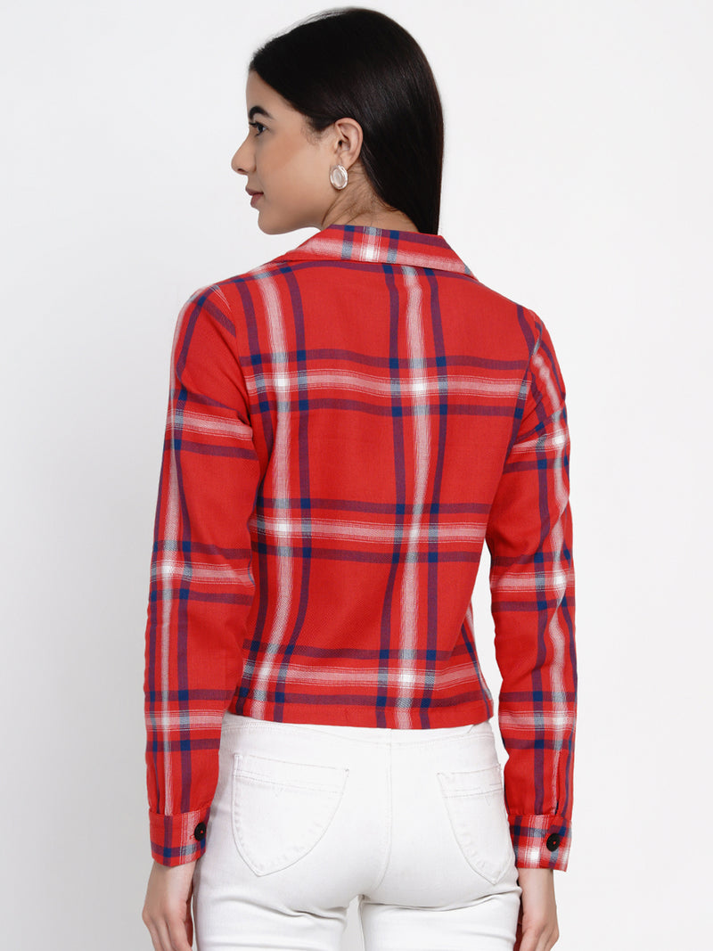 women's checkered regular fit full sleeve shirt top