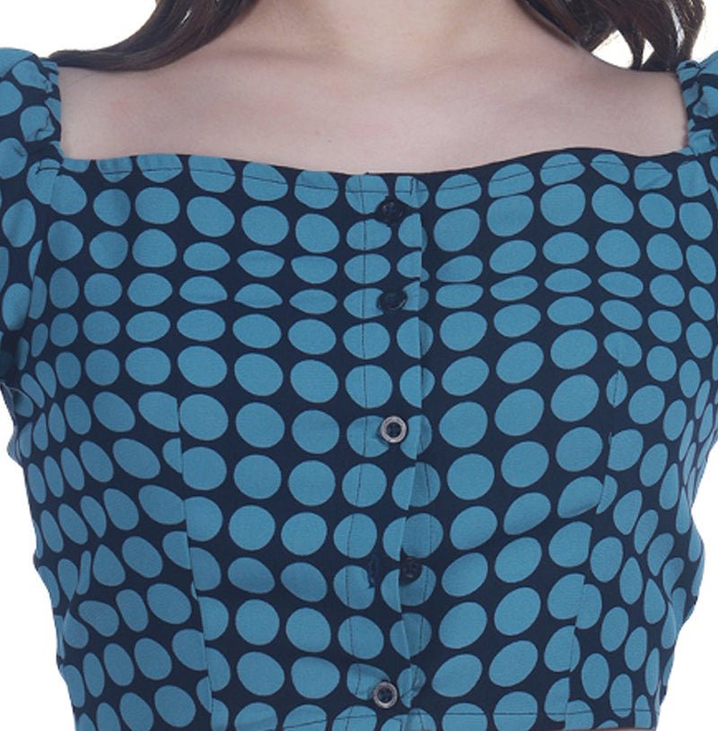 polka-dot print regular fit polyester crop top women's shopping