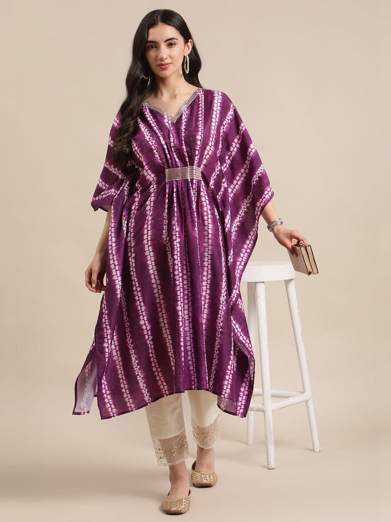 printed v neck kaftan trouser set kurta sets online