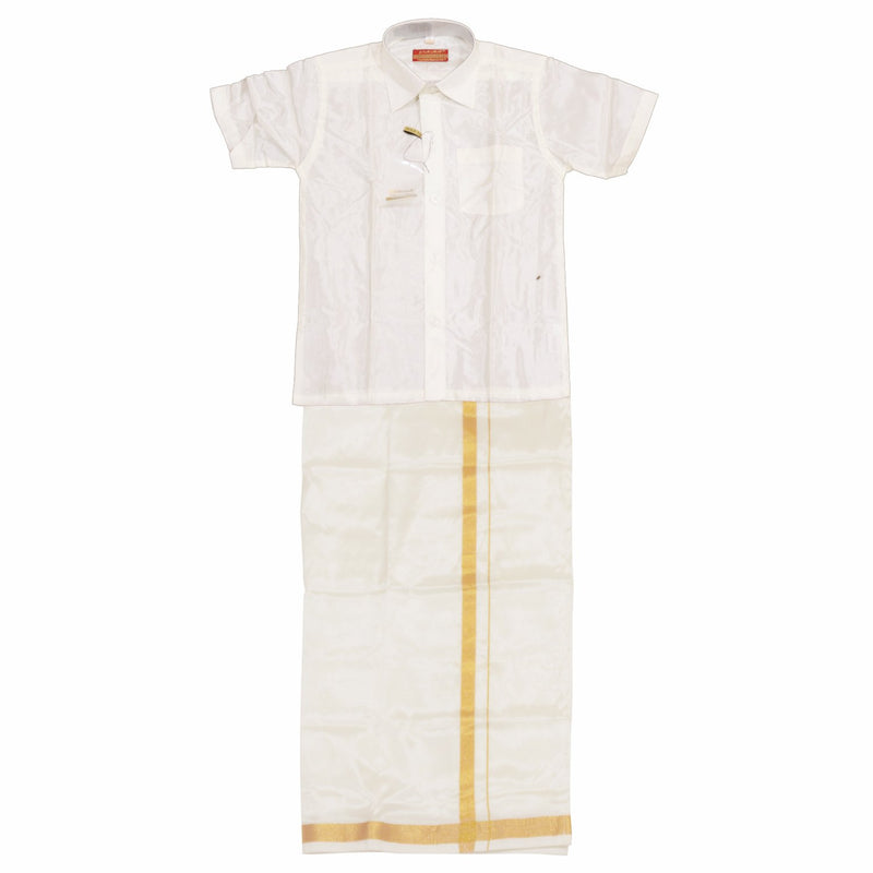 Thalapathy Boys Shirt/Dhoti Regular Fit - White