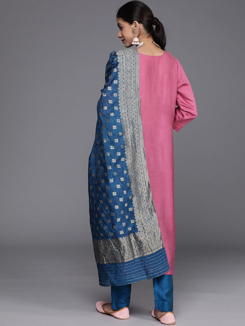 women delicate zari resham embroidery paired pant banarasi dupatta