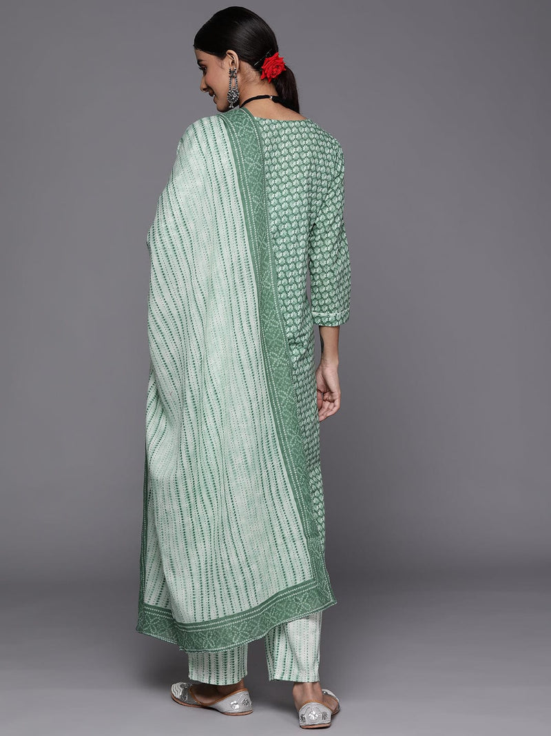 women green floral printed pure cotton kurta  set dupatta