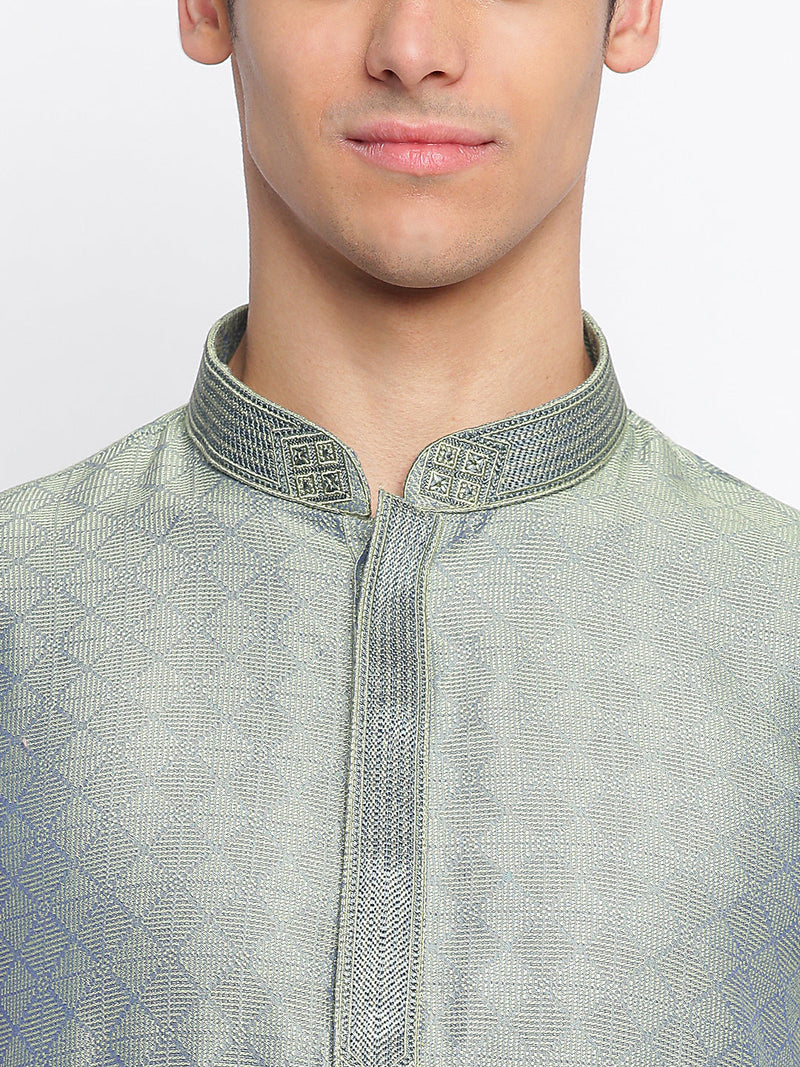 buy grey woven pattern straight kurta for men
