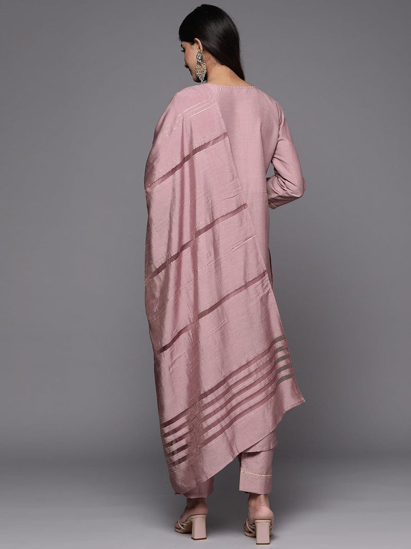 varanga pink mauve ethnic motifs embroidered kurta set