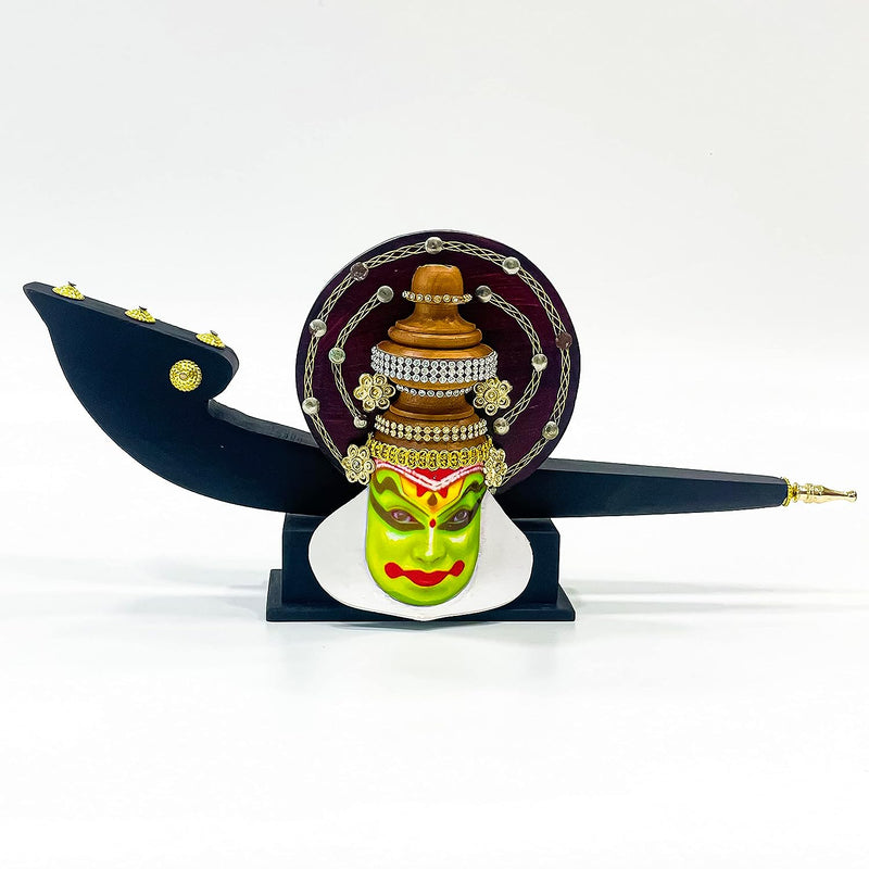 3D Kathakali Head with Traditional Boat (15.5 x 7.5 Inches)