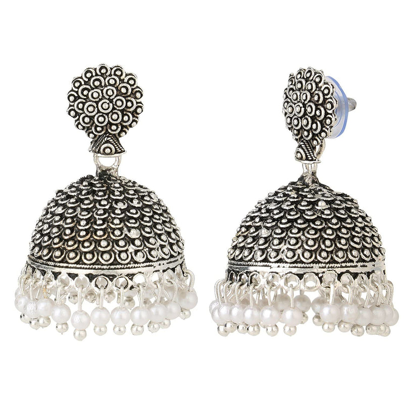 buy Antique Oxidised Silver Jhumka Earrings Set