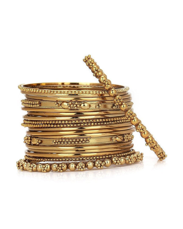 JDX Gold Plated Metal Traditional Indian Bangles Set