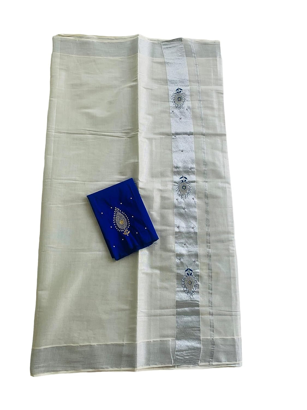 Silver saree blouse | Designer saree blouse patterns, Set saree, Kerala  saree