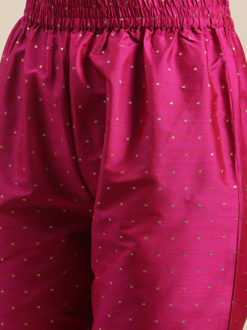 pink and gold polka dot strap kurta set with dupatta pant women