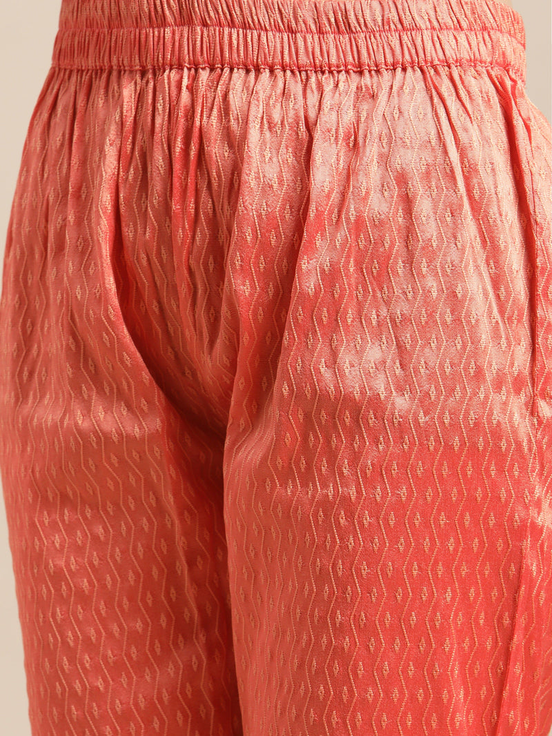 varanga coral gota patti embroidery kurta trouser set with floral printed dupatta buy