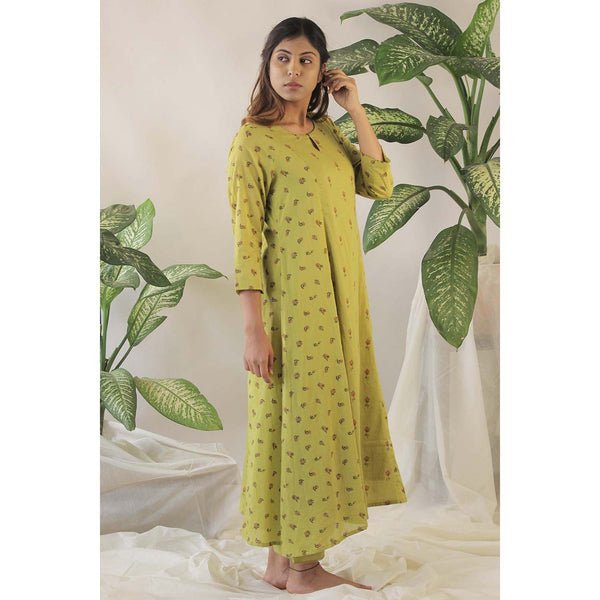 Yellow Cotton Mul Kurta Lemon