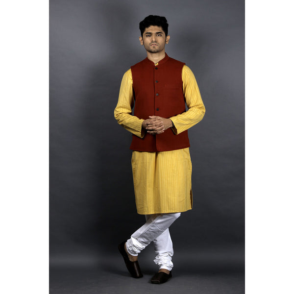 bagh india cotton sleeveless nehru jacket maroon