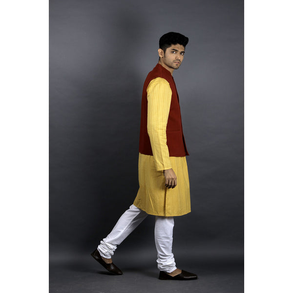 cotton sleeveless nehru jacket maroon buy