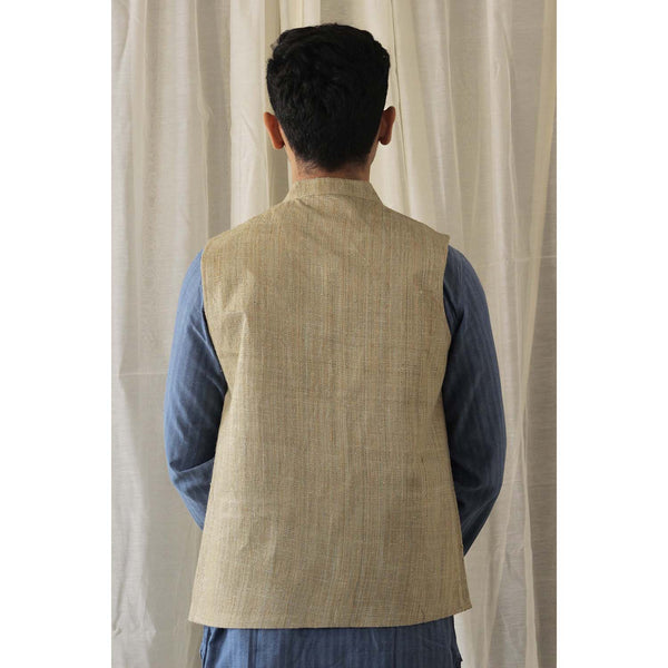 men matka silk tweed nehru jacket beige bagh india