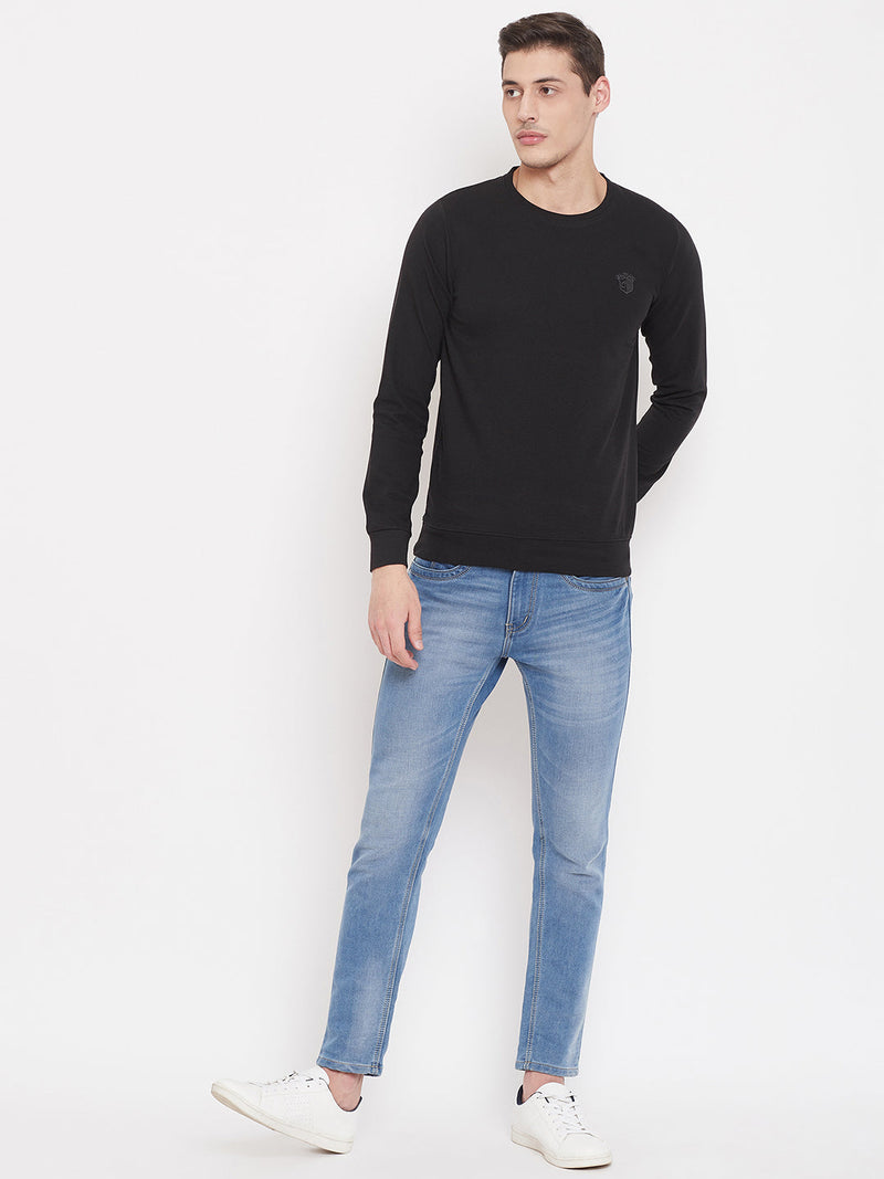 sweatshirts men online full sleeve solid black buy