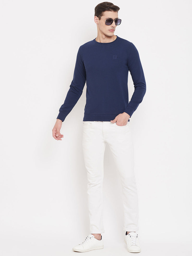 sweatshirts men online full sleeve solid blue buy